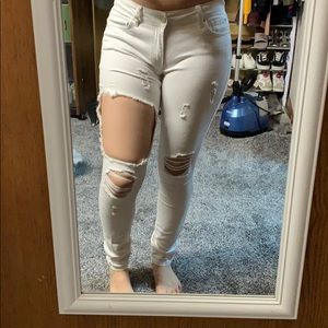 Charlotte Russe White Ripped Jeans